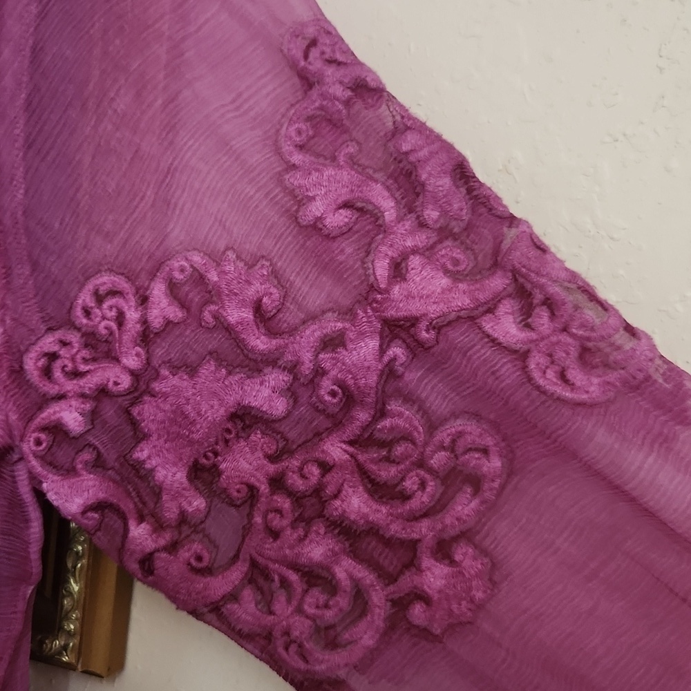 Soft Surroundings Hermosa Silk Tunic Dress P Large Plumberry Holidays Luxury - Picture 6 of 16
